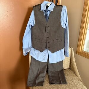 Boys Van Heusen Brown Vest with Blue Shirt Set